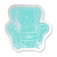 Distressed Old Sticker Of An Old Armchair Royalty Free Stock Photos