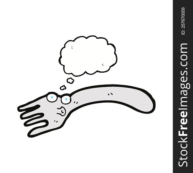 cartoon fork with thought bubble