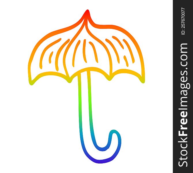 Rainbow Gradient Line Drawing Cartoon Open Umbrella