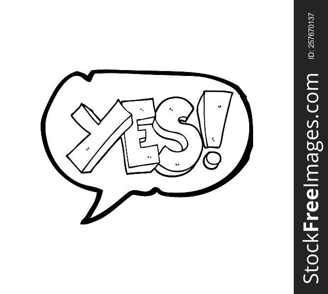 freehand drawn speech bubble cartoon yes symbol