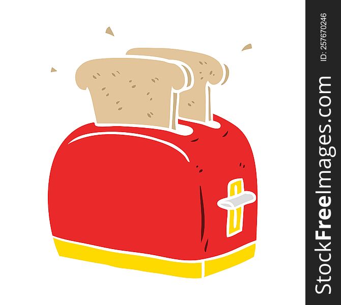 Flat Color Style Cartoon Toaster Toasting Bread