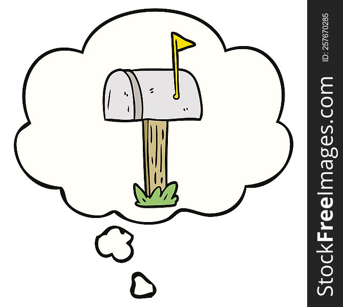 cartoon mailbox with thought bubble. cartoon mailbox with thought bubble
