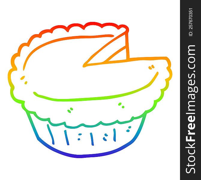 rainbow gradient line drawing of a cartoon pie
