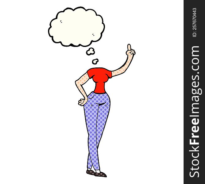 thought bubble cartoon female body with raised hand