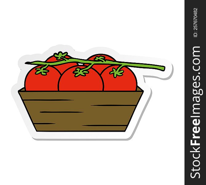 Sticker Cartoon Doodle Of A Box Of Tomatoes