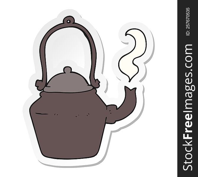 sticker of a cartoon old black kettle
