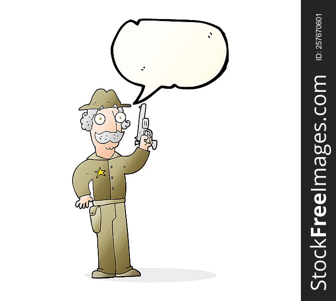 freehand drawn speech bubble cartoon sheriff