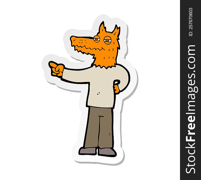 Sticker Of A Cartoon Pointing Fox Man