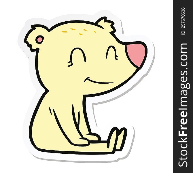 Sticker Of A Sitting Bear Cartoon