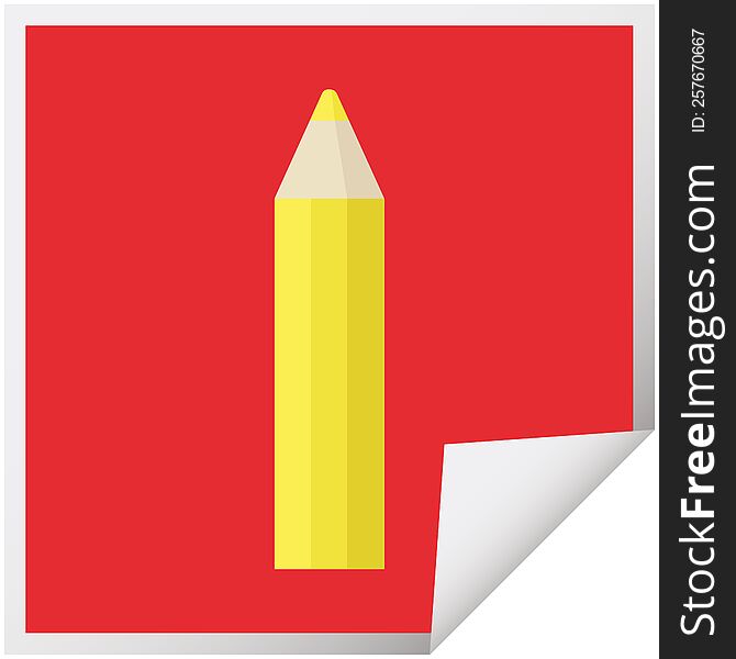 Yellow Coloring Pencil Graphic Square Sticker