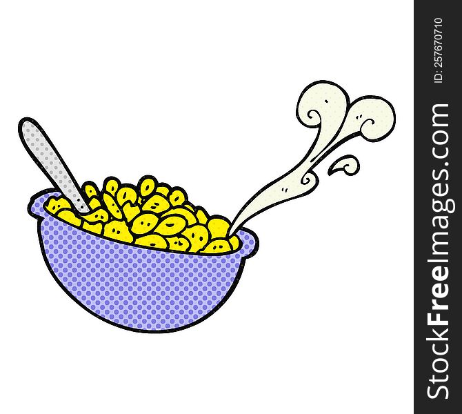 freehand drawn comic book style cartoon bowl of cereal