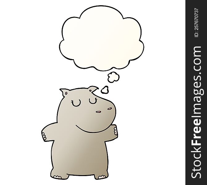 cartoon hippo with thought bubble in smooth gradient style