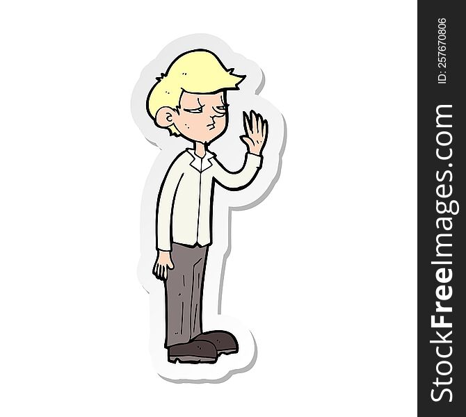 Sticker Of A Cartoon Arrogant Boy