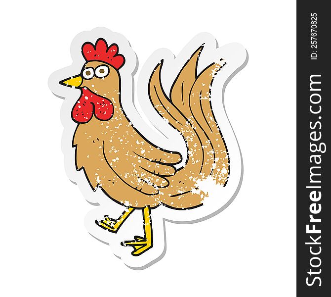 retro distressed sticker of a cartoon cock