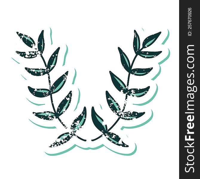 iconic distressed sticker tattoo style image of a laurel. iconic distressed sticker tattoo style image of a laurel