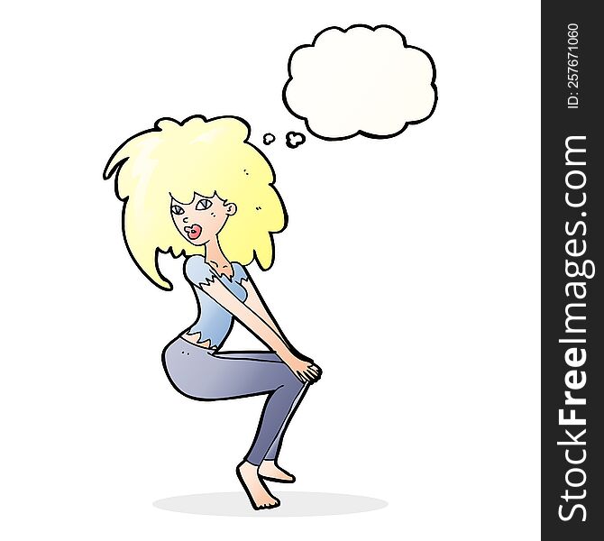 Cartoon Woman With Big Hair With Thought Bubble