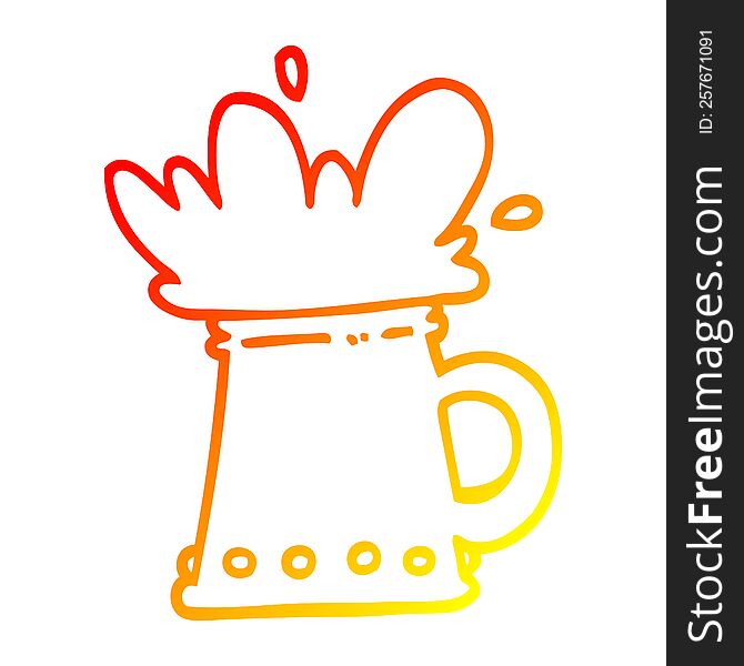 warm gradient line drawing of a cartoon beer tankard
