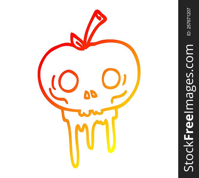 Warm Gradient Line Drawing Cartoon Halloween Apple