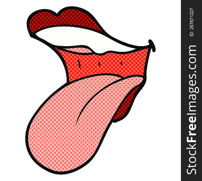 freehand drawn cartoon mouth sticking out tongue