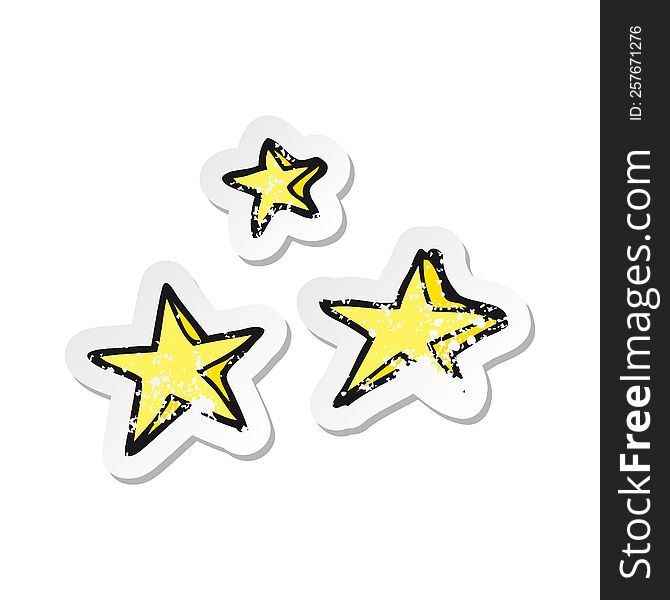 retro distressed sticker of a cartoon decorative stars doodle