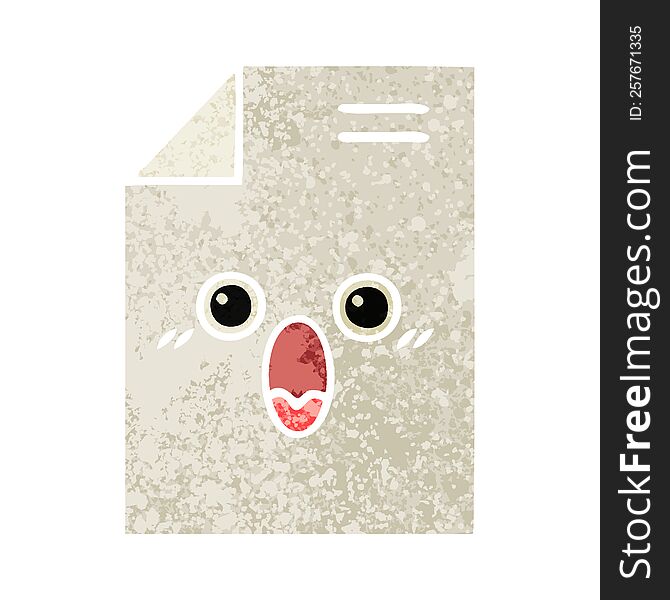 retro illustration style cartoon of a shocked paper document