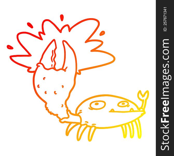 warm gradient line drawing of a cartoon crab with big claw