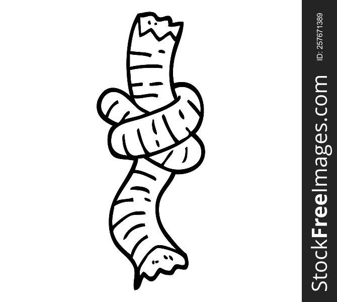 black and white cartoon tied rope