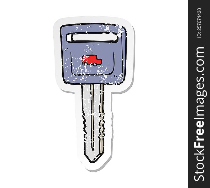 retro distressed sticker of a cartoon car key