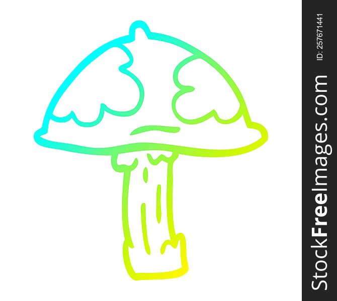 cold gradient line drawing cartoon wild mushroom