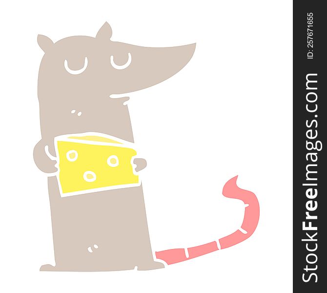 Flat Color Style Cartoon Mouse With Cheese