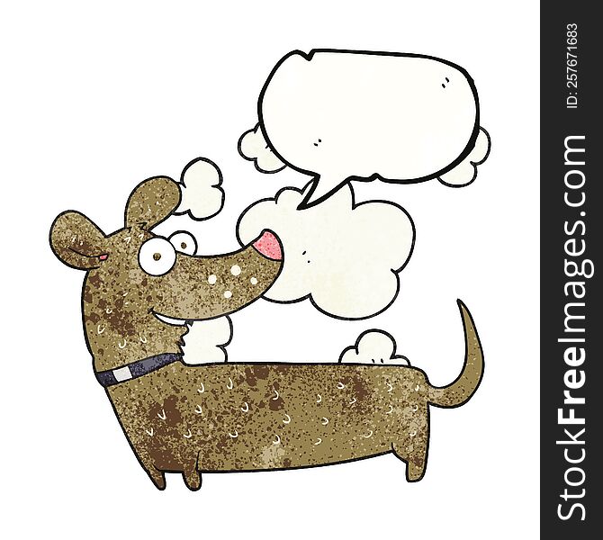Speech Bubble Textured Cartoon Happy Dog