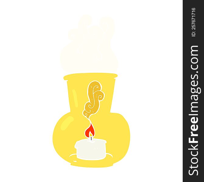 flat color illustration of a cartoon old glass lantern with candle