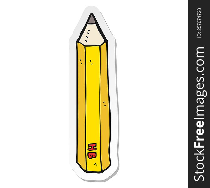 sticker of a cartoon pencil