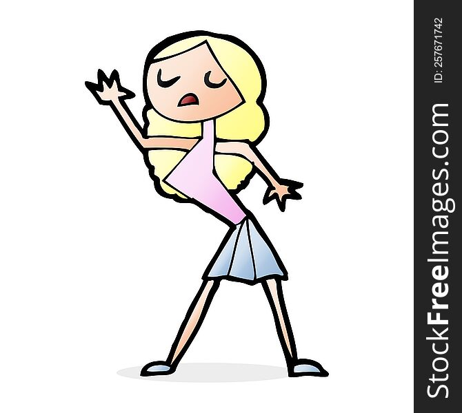 cartoon woman dancing