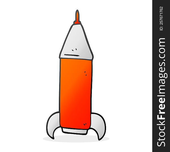 freehand drawn cartoon space rocket