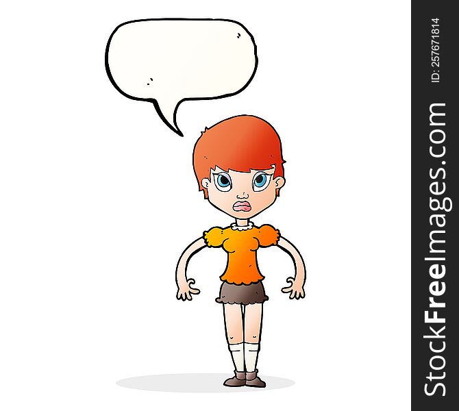 Cartoon Woman Looking Annoyed With Speech Bubble