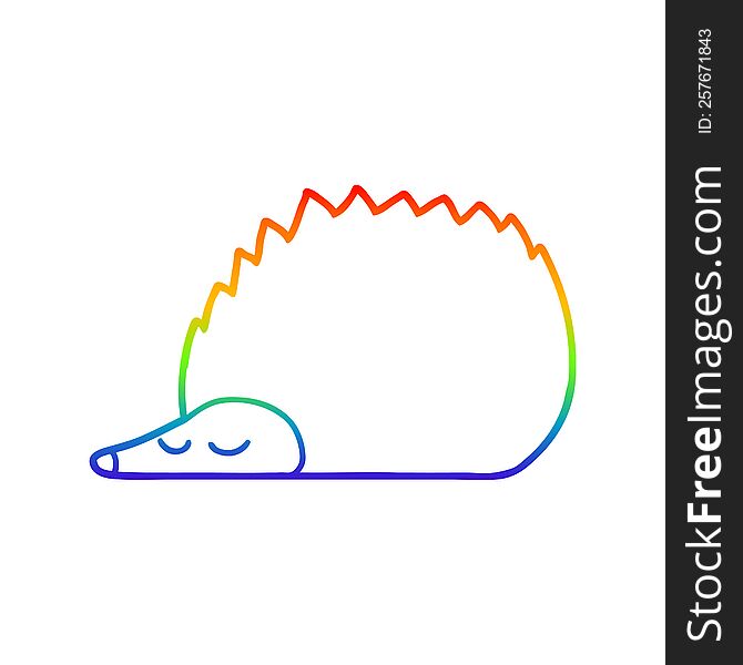 rainbow gradient line drawing of a cartoon hedgehog