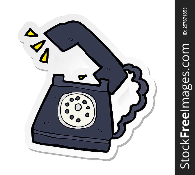 Sticker Of A Cartoon Ringing Telephone