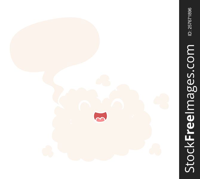Cartoon Happy Smoke Cloud And Speech Bubble In Retro Style