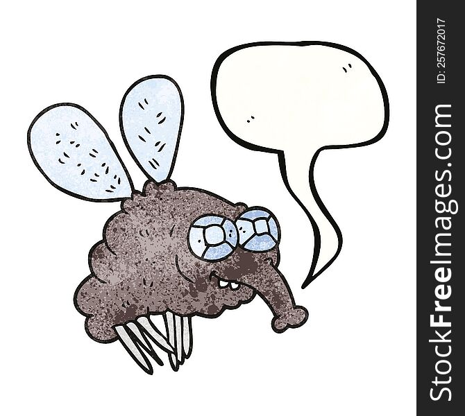 freehand speech bubble textured cartoon fly