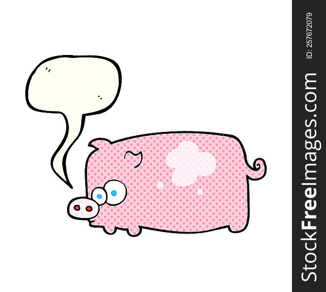 Comic Book Speech Bubble Cartoon Pig
