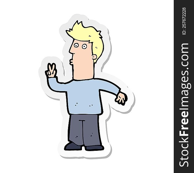 sticker of a cartoon man signalling with hand