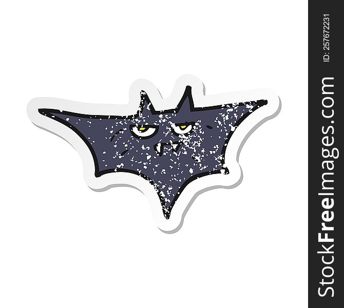 Retro Distressed Sticker Of A Cartoon Halloween Bat