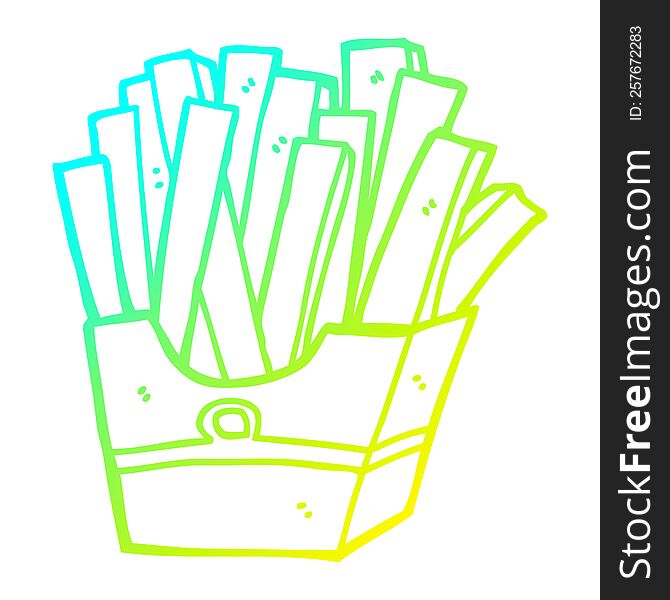 Cold Gradient Line Drawing Cartoon Fries