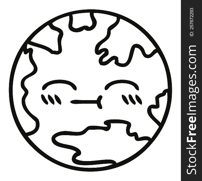 Line Drawing Cartoon Planet Earth