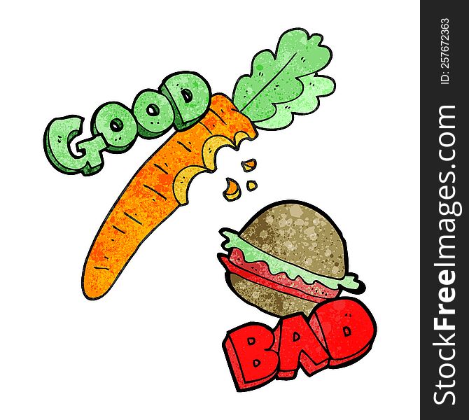 freehand textured good and bad food. freehand textured good and bad food