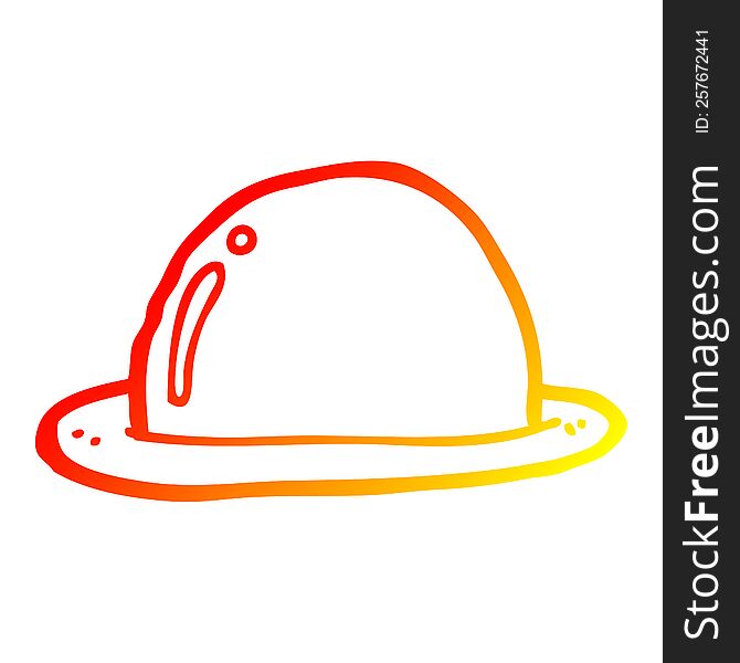 warm gradient line drawing of a cartoon bowler hat