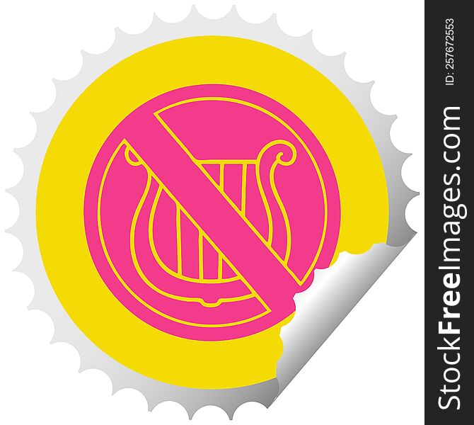 Circular Peeling Sticker Cartoon No Music Allowed Sign