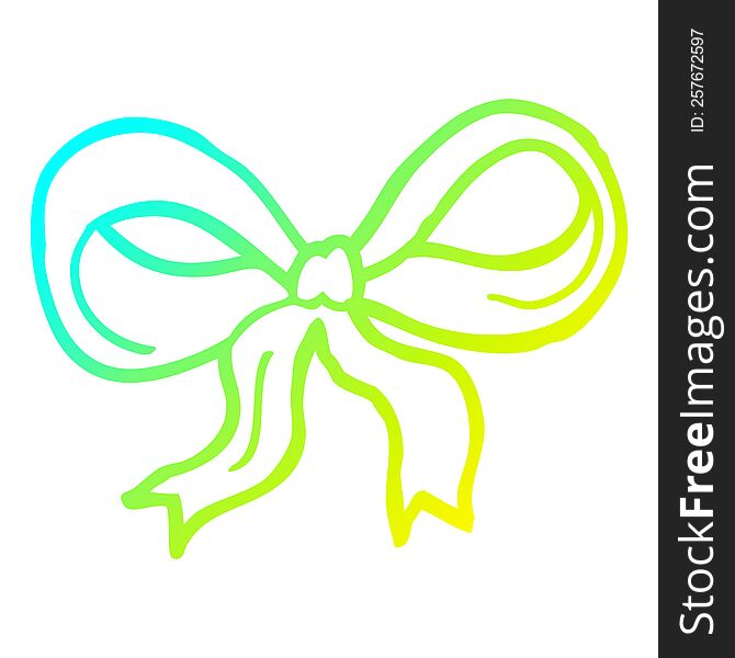 cold gradient line drawing of a cartoon decorative bow