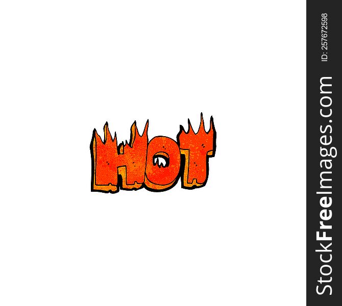 cartoon flaming hot word
